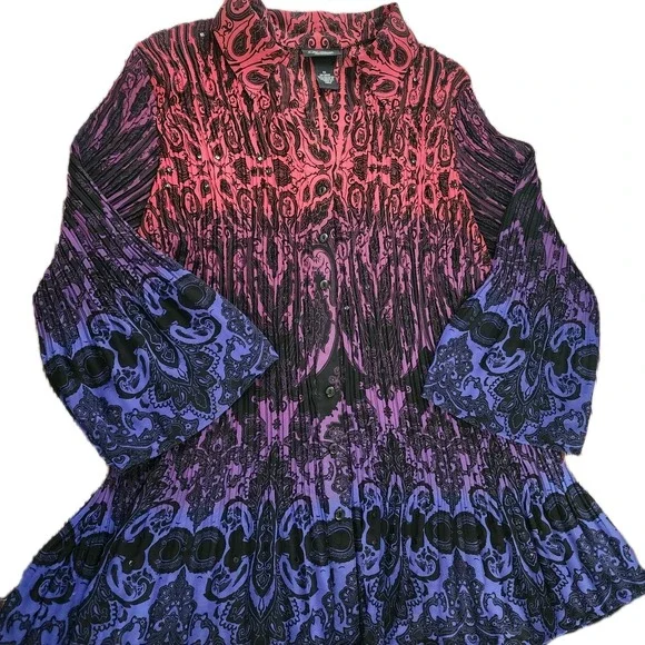 Liz Me 1X Plus Sz Top Ombre Sequins Dress Purple Black Paisley Whimsigoth Witch - Picture 1 of 8